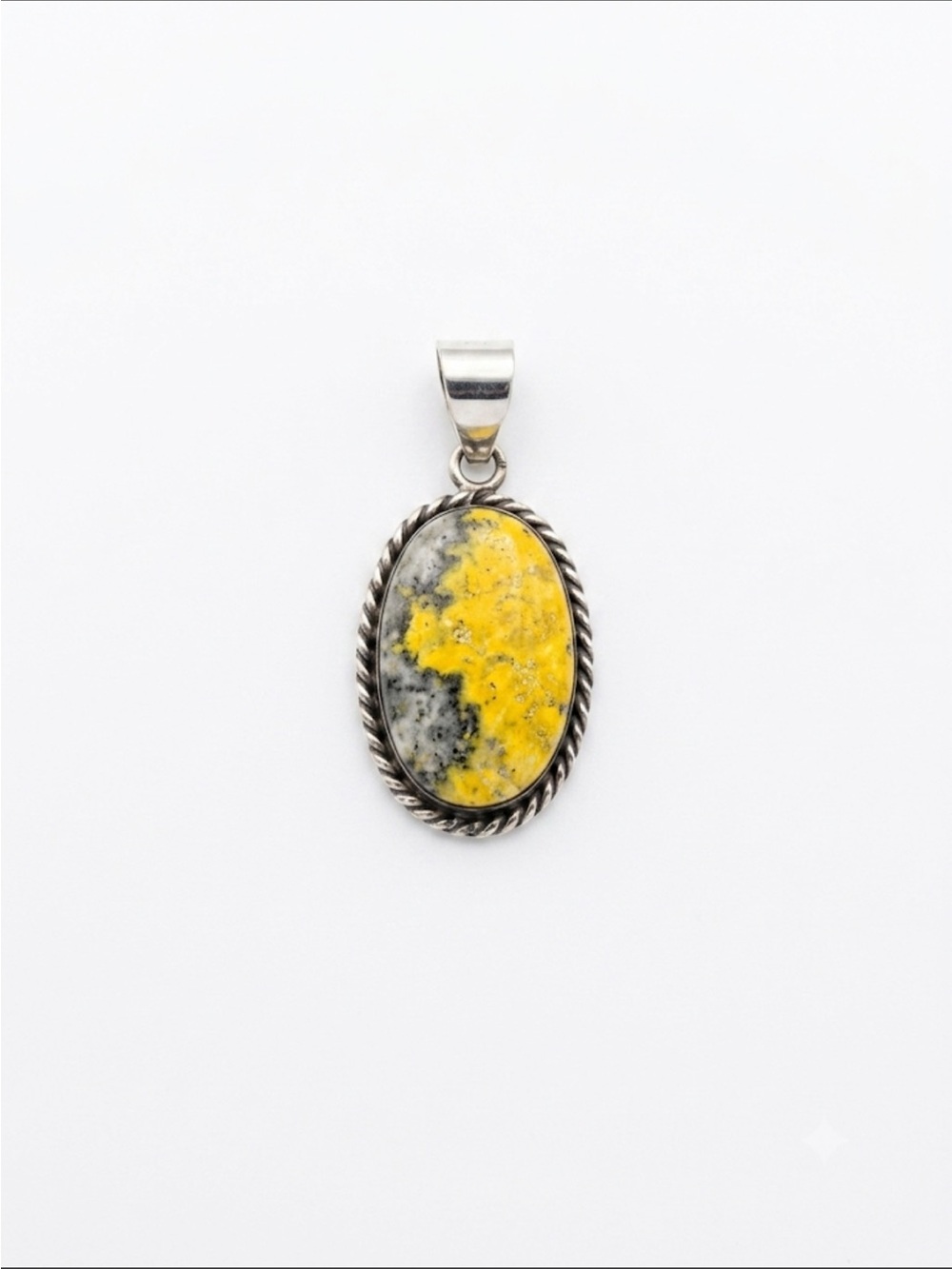 Navajo Sterling Silver Bumblebee Jasper Pendant Artisan Stamped "M"